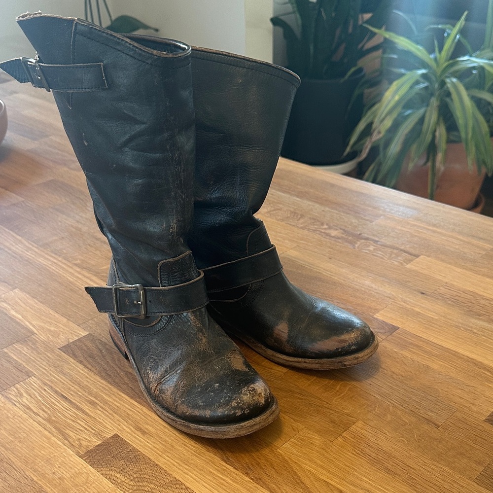 Freebird Black Leather Boots, size 8